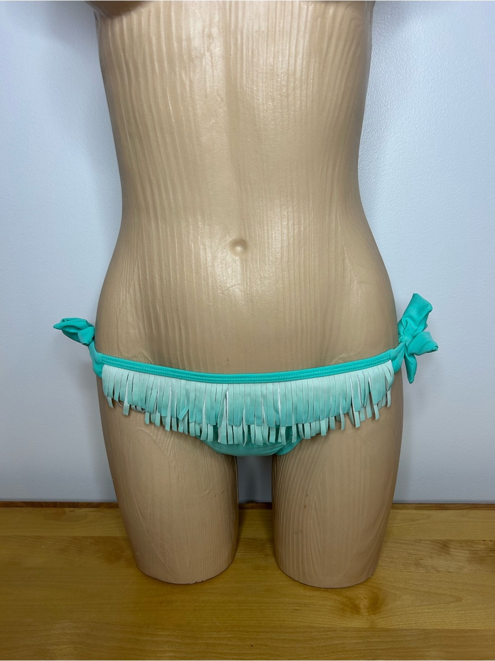 La Vie En Rose Mint/Blue Fringe Tie-Side Bikini Bottom❤️Large